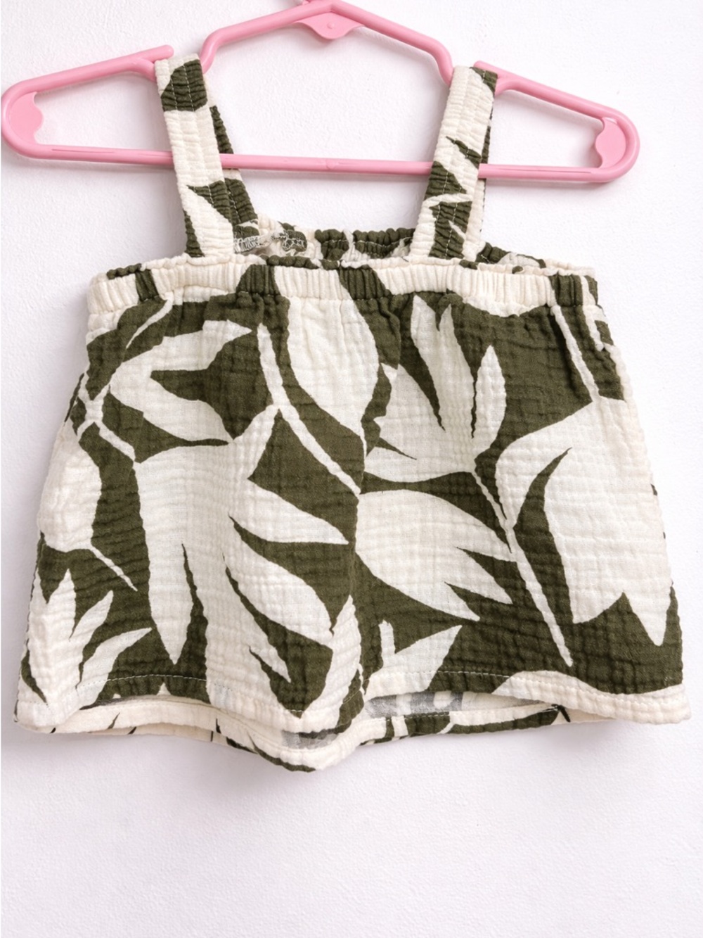 Carter’s 12M Leaf Print Tank 🌿 Green & Cream Summer Top Toddler